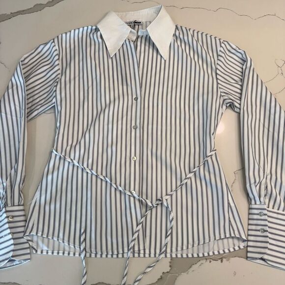 Fashion Nova White and Black Striped Shirt - Picture 1 of 7